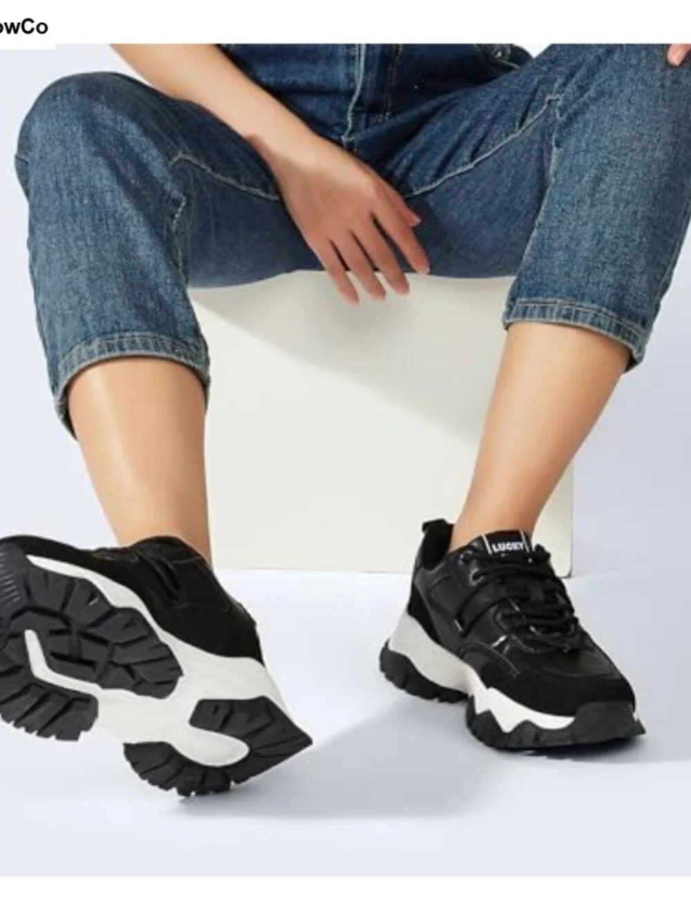 Chunky Platform Retro Sneakers Women's Walking Athletic Shoes Lace-Up Fashion